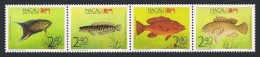 Macao 617-620a Strip,MNH.Michel 645-648. Fish 1990. - Nuovi