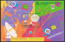 Macao 984 Sheet,MNH. Telecommunications 1999.Sea-Me-We Cable,Satellite Dishes - Unused Stamps