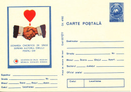 Romania Postal Stationery Postcard 1977 In Mint Condition RED CROSS Blood - Interi Postali