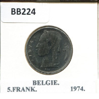5 FRANCS 1974 DUTCH Text BELGIQUE BELGIUM Pièce #BB224.F.A - 5 Francs