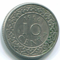 10 CENTS 1966 SURINAM NIEDERLANDE Nickel Koloniale Münze #S13254.D.A - Suriname 1975 - ...