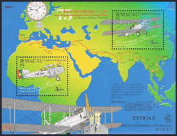 Macao 980a Sheet,MNH. First Portugal-Macao Flight,75th Ann.1999.Airplanes. - Ongebruikt