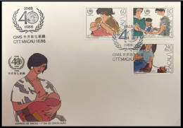 Macao 565-567, FDC. Michel . World Health Organization, 40th Ann. 1988. - FDC