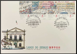 Macao 776-779a, 780, Two FDC. Senado Square, 1995. Bell Tower, Buildings. - FDC