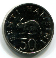 50 SENTI 1990 TANZANIA UNC Rabbit Moneda #W11331.E.A - Tanzanie