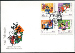 Macao 658-661, FDC. Mi 686-689. Holiday Greetings,1991.Lunar New Year,Christmas. - FDC