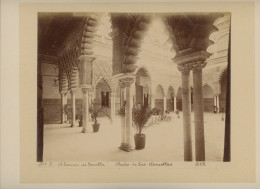 Photo Albuminée De L Alcazar à Séville ,le Patio De Las Doncellas - Alte (vor 1900)