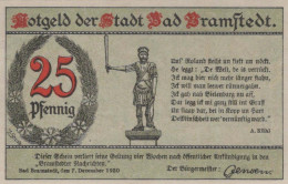 25 PFENNIG 1920 Stadt BAD BRAMSTEDT Schleswig-Holstein DEUTSCHLAND #PG187 - [11] Emisiones Locales