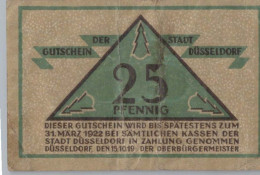 25 PFENNIG 1919 Stadt DÜSSELDORF Rhine UNC DEUTSCHLAND Notgeld Banknote #PH857 - [11] Emisiones Locales
