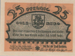 25 PFENNIG 1922 GOLDBERG IN MECKLENBURG Mecklenburg-Schwerin DEUTSCHLAND #PG336 - [11] Emisiones Locales