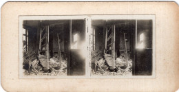 Photo Stéréoscopique De 14-18 , Intérieur Effondré. - 1914-18