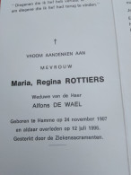 Doodsprentje Maria Regina Rottiers / Hamme 24/11/1907 - 12/7/1996 ( Alfons De Wael ) - Religion & Esotericism