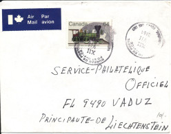 Canada Cover Sent Air Mail To Liechtenstein 12-7-1984 Single Franked LOCOMOTIVE - Cartas & Documentos