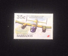 O) 1995 BARBADOS, END OF WORLD WAR II, OLD WAR PLANES - BOMBERS, FAMOUS BARBADIANS, SERVED IN THE R.A.F - Barbades (1966-...)