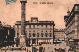 ROME, LAZIO, PLACE, COLUMN, ARCHITECTURE, CARRIAGE, HORSE, ITALY, POSTCARD - Lugares Y Plazas