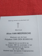 Doodsprentje Alice Van Meerssche / La Louvièrre 10/10/1907 Hamme 15/6/1995 ( Polydoor Van Den Bossche ) - Religion & Esotericism