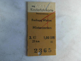 Kinderfahrkarte. Personenzug Freiburg-Wiehre - Hinterzarten. 2. Klasse Von (Eisenbahn-Fahrkarte) - Unclassified