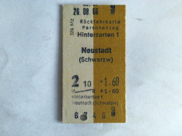 Rückfahrkarte Personenzug Hinterzarten 1 - Neustadt (Schwarzw) Von (Eisenbahn-Fahrkarte) - Non Classés