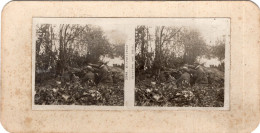 Photo Stéreoscopique , Mitrailleuse Derrière Une Haie - 1914-18