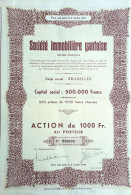Société Immobilière Gantoise - Action De 1000 Fr Au Porteur - 1949 - Altri & Non Classificati