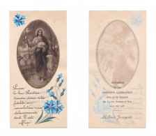 Clermont-Ferrand, 1re Communion D'Hélène Jacquet, 6/05/1937, Lycée Jeanne-d'Arc, Jésus Bon Pasteur, Peinte, Fleurs - Images Religieuses