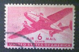 United States, Scott #C25, Used(o), 1941 Air Mail, Transporter Series, 6¢, Carmine - 2a. 1941-1960 Afgestempeld