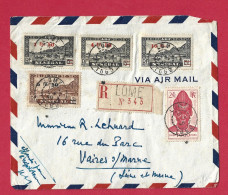 !!! AOF, LETTRE RECOMMANDÉE PAR AVION DE LOMÉ, TOGO POUR LA FRANCE DE 1946 - Lettres & Documents