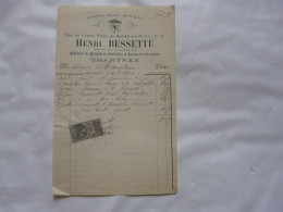 FACTURE ANCIENNE : HENRI BESSETTE - Fabricant De Parapluies, Ombrelles Et Cannes En Tous Genres - Rue Du Cygne -CHARTRES - 1900 – 1949
