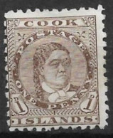 COOK ISLANDS 1900 1d BISTRE - BROWN SG 13b PERF 11 MOUNTED MINT Cat £30 - Islas Cook