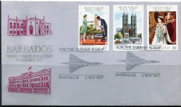 1977 Very Nice FDC Silver Jubilee Royal Visit Nov. 1977 - Cancellation Stamp H.M. THE QUEENS FLIGHT - Barbades (1966-...)
