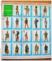 UAE, Trucial State,ajman , Complete Sheet Of 12 Stamps 1972 MILITARY COSTUMES L RARE - Ajman