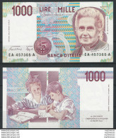 1990 Italia Lire 1.000 Maria Montessori FDS Rif. BI 58A Gigante - Other & Unclassified