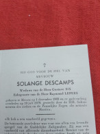 Doodsprentje Solange Descamps / Menen 1/12/1905 - 19/7/1979 ( Gustave Six / Raymond Lepers ) - Religion & Esotérisme