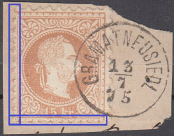 AUSTRIA 1867, KAISER FRANZ JOSEPH, MiNo 39IIA, SEPARATE USED STAMPS From 15.oo KROUZERS With LETTER FRAGMENT - Usados