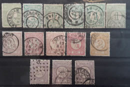 NEDERLAND PAYS BAS NETHERLANDS 1876 - 1894,Chiffres,serie 30 / 33,14 Timbres Avec Nuances, Perforation Cachets Divers - Usati