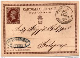 1876 CARTOLINA CON ANNULLO  TORINO - Postwaardestukken