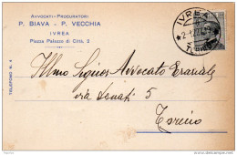 1927  CARTOLINA CON ANNULLO IVREA TORINO - Storia Postale