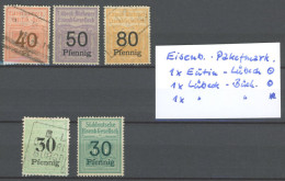 SAMMLUNGEN,LOTS O, , 9 Verschiedene Werte Eisenbahn-Paketmarken Und 2 Werte NDP Telegrafenmarken, Etwas Unterschiedliche - Collections