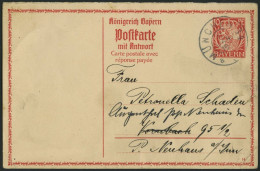 BAYERN P 96 BRIEF, 1914, 10 Pf. Wappen, Frageteil Mit Zierrahmen Und Rückseitigem Zudruck, Feinst (Eckmängel) - Enteros Postales