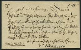 HAMBURG VORPHILA 1792, Interessante Fürstenbriefhülle (nicht Vollständig), Handschriftlich Franco Hamburg Nach Hannover, - Prephilately