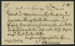 HAMBURG VORPHILA 1792, Interessante Fürstenbriefhülle (nicht Vollständig), Handschriftlich Franco Hamburg Nach Hannover, - Precursores