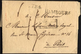 HAMBURG VORPHILA 1819, HAMBOURG, L1 T.T.R.4. Und R3 ALLEMAGNE/PAR/GIVET Auf Brief Nach Paris, Rückseitiger Roter Datumss - Prefilatelia