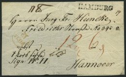 HAMBURG VORPHILA 1826, HAMBURG, L1 Auf Begleitschein Nach Hannover, Handschriftlich Nebst 1 Korb..., Roter Datumsstempel - Prephilately