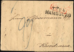 HAMBURG TT PA 1833, TT.R.4. HAMBOURG, L2 Auf Brief Nach Bordeaux, Roter Transit-So.-Stempel ALLEMAGNE/PAR/GIVET, Pracht - Préphilatélie