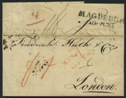 HAMBURG VORPHILA 1821, HAMBURG., Roter L2 Mit Turm Auf Brief Von Magdeburg Nach London, Feinst - [Voorlopers