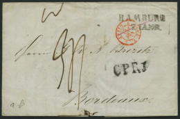 HAMBURG - GRENZÜBERGANGSSTEMPEL 1843, C P R 3, L1 Auf Brief Von Hamburg (L2) Nach Bordeaux, Pracht - Préphilatélie