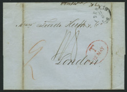 HAMBURG - GRENZÜBERGANGSSTEMPEL 1843, T 12 MAY, In Rot Auf Brief Von Berlin Nach London, Feinst (Registraturbug) - Préphilatélie