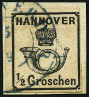 HANNOVER 17y BrfStk, 1860, 1/2 Gr. Schwarz, Prachtbriefstück, Mi. 250.- - Hannover