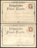 HELGOLAND 14c,d BRIEF, 1889/90, 10 Pf. Bläulichgrün/rötlichkarmin Und Hellgrün/rot, Je Auf Ansichtskarte, Pracht - Héligoland