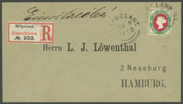 HELGOLAND 16b BRIEF, 1890, 50 Pf. Grün/dunkelkarmin Auf Einschreibbrief Nach Hamburg, Kleiner Zahnfehler Sonst Prachtbri - Helgoland